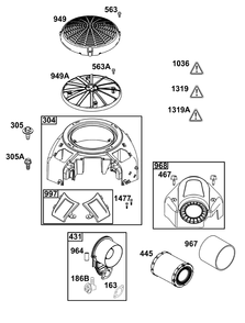 Blower Housing And Air Cleaner Group Diagram and Parts List for 49T877-0035-G1 400000 - 699999 Briggs and Stratton Engine